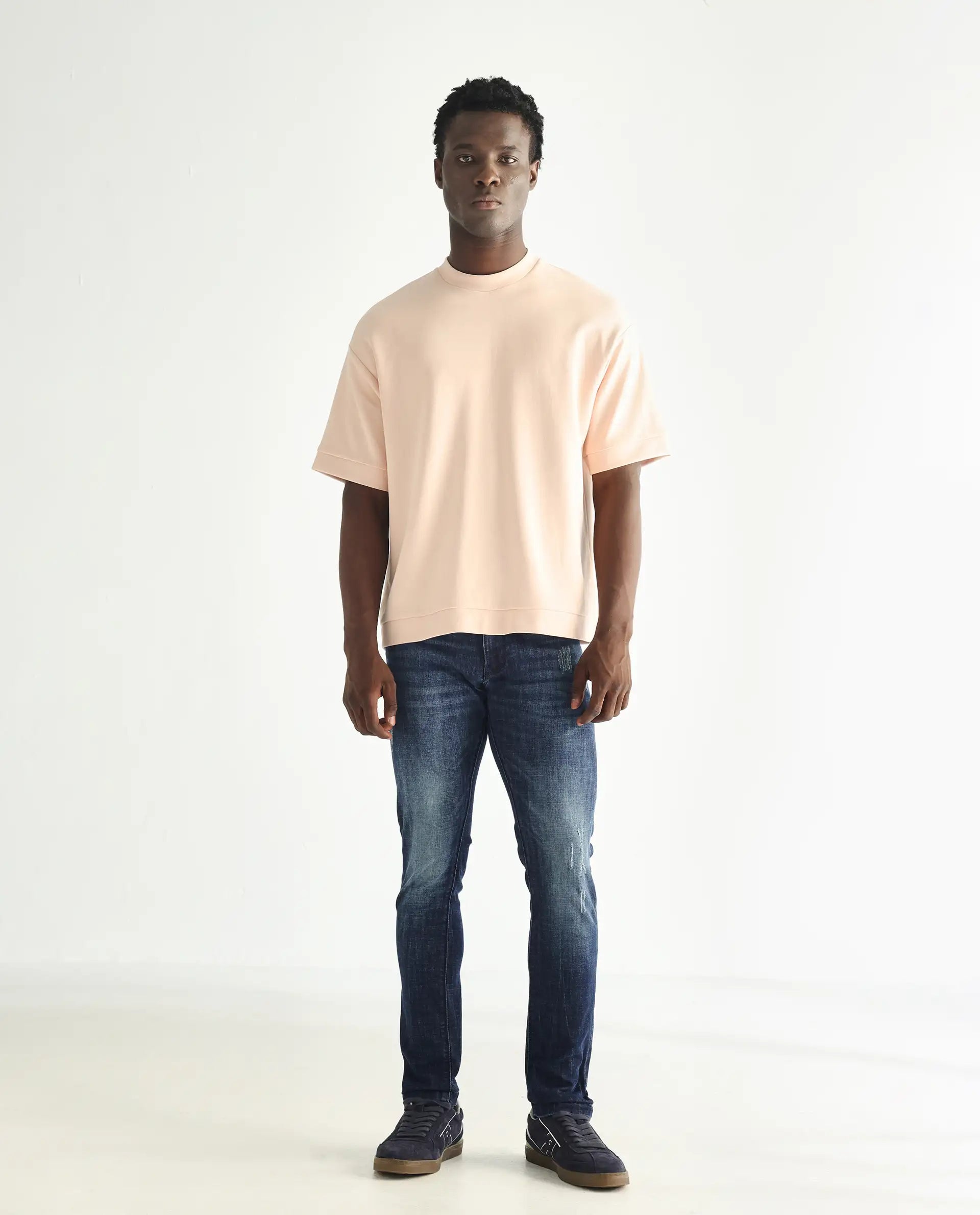 Rare Rabbit Men's Reims Light Blue Mid Wash Mid-Rise Slim Fit Jeans