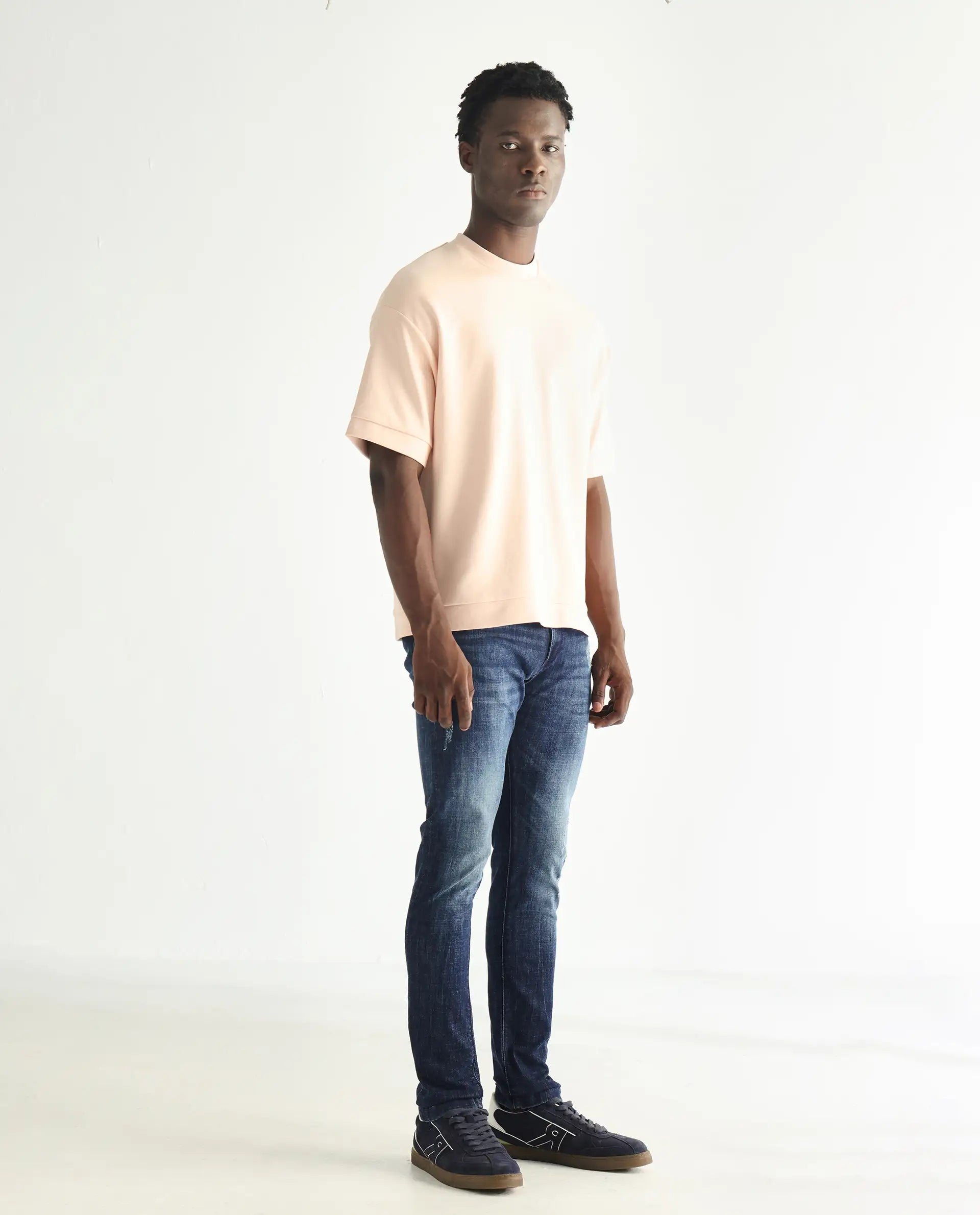 Rare Rabbit Men's Reims Light Blue Mid Wash Mid-Rise Slim Fit Jeans