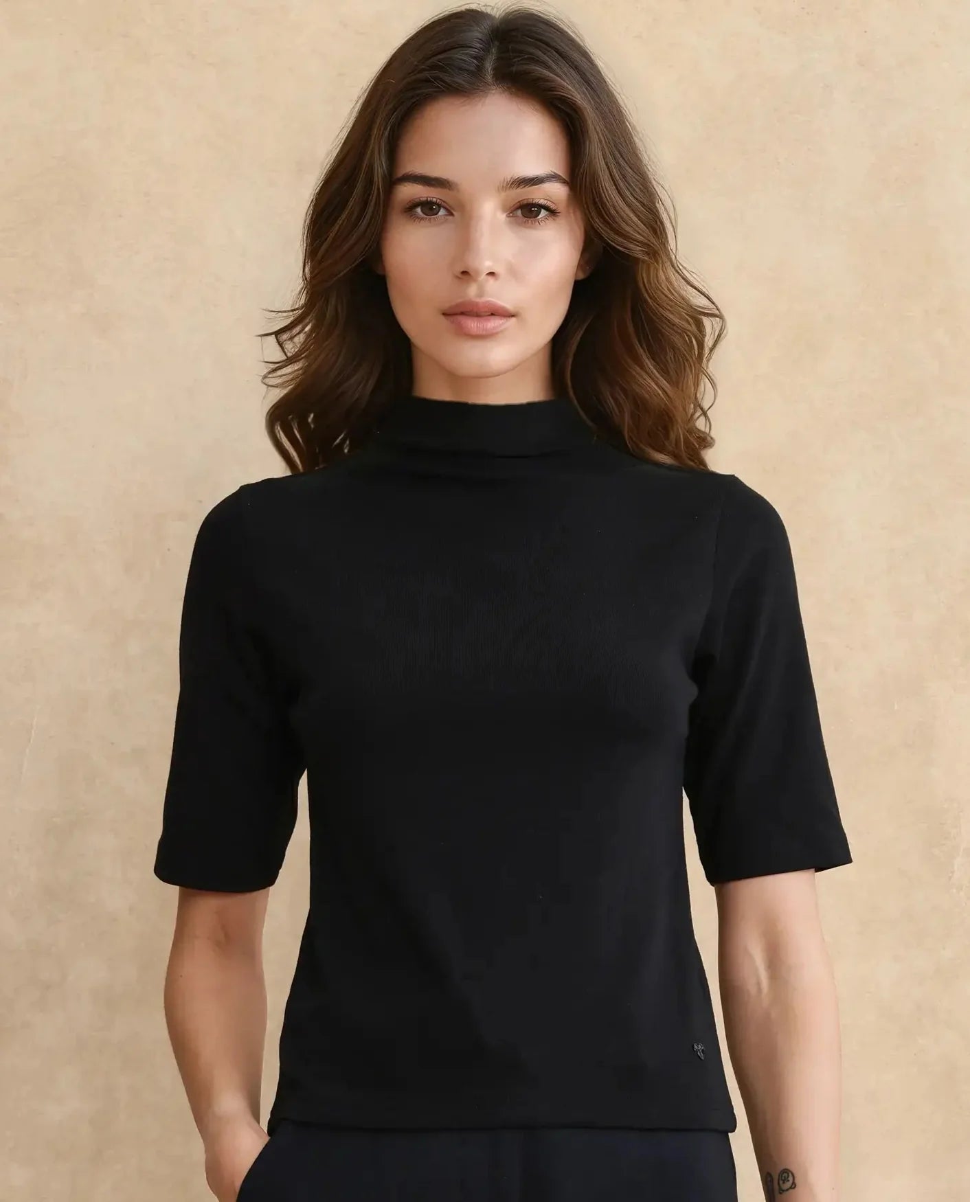 Rareism Women Rohdrio Black Knitted Plain Top