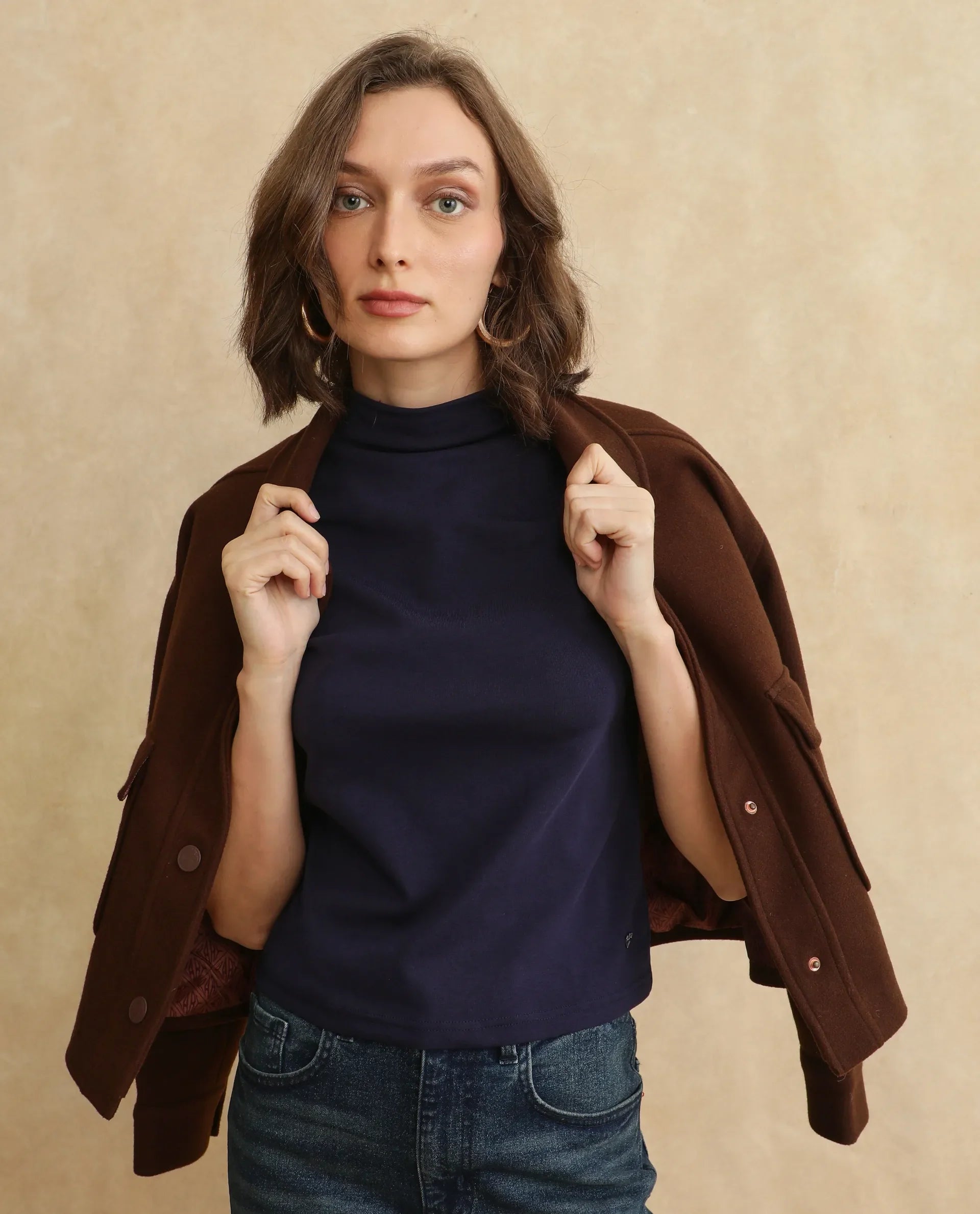 Rareism Women Rohdrio Dusky Purple Knitted Plain Top