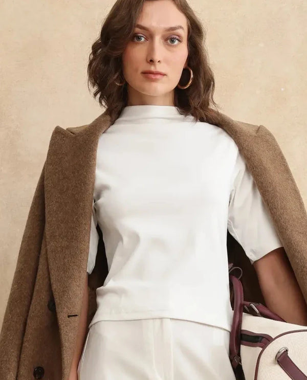 Rareism Women Rohdrio Off White Knitted Plain Top