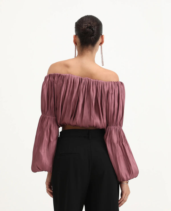 Rareism Women Somhu Pink Polyester Fabric Fashion Sleeve Fitted Cropped Plain Top