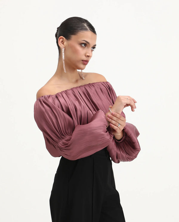 Rareism Women Somhu Pink Polyester Fabric Fashion Sleeve Fitted Cropped Plain Top