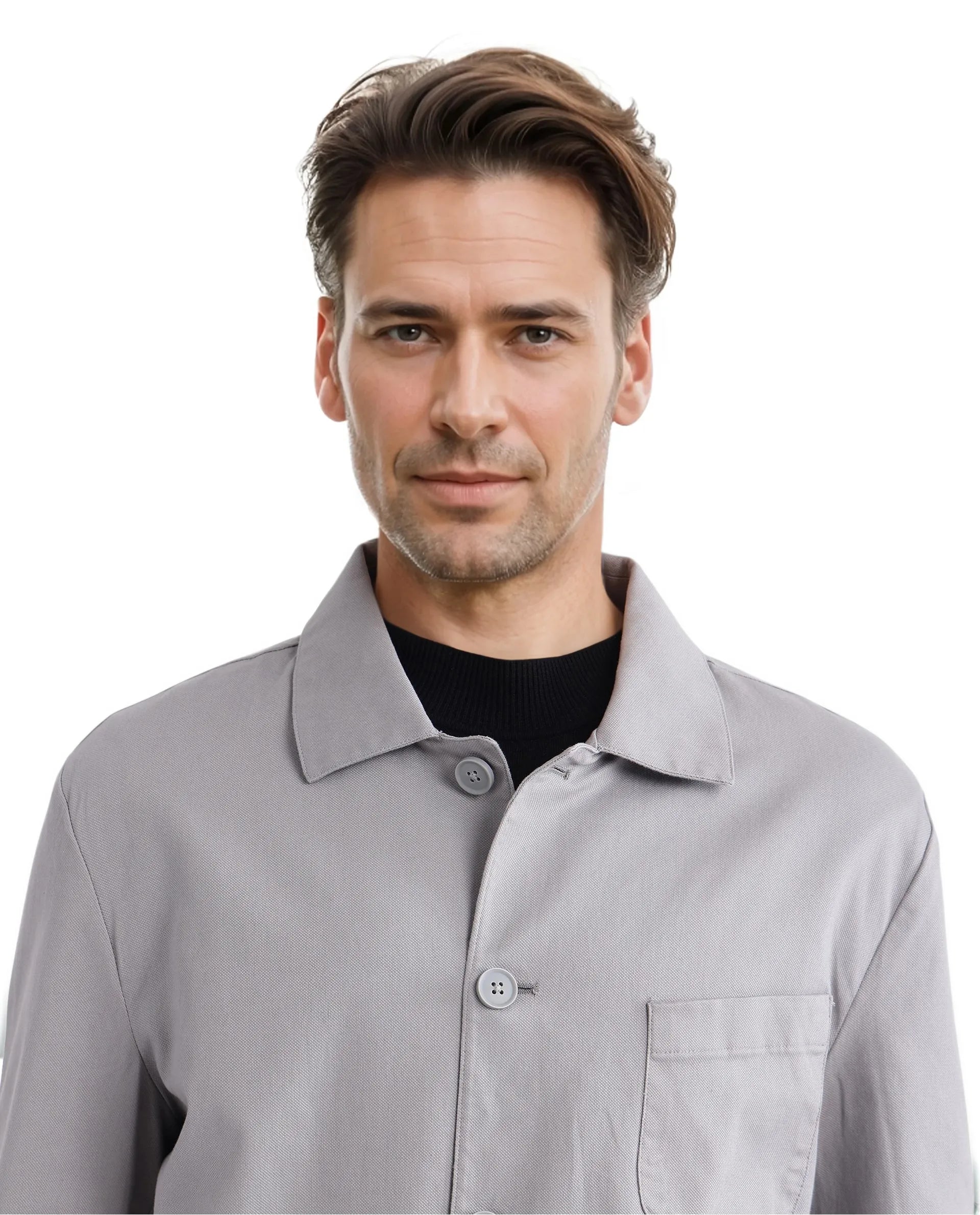 Rare Rabbit Men's Torroy Grey Cotton Fabric Full Sleeves Collared Neck Plain Jacket