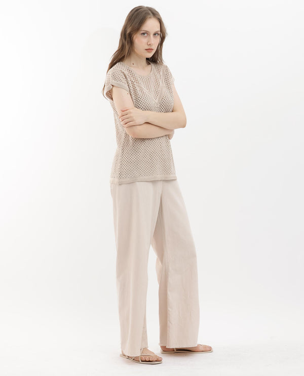 Rareism Women Totoro Gold Cotton Fabric Short Sleeves Round Neck Extended Sleeve Regular Fit Plain Top