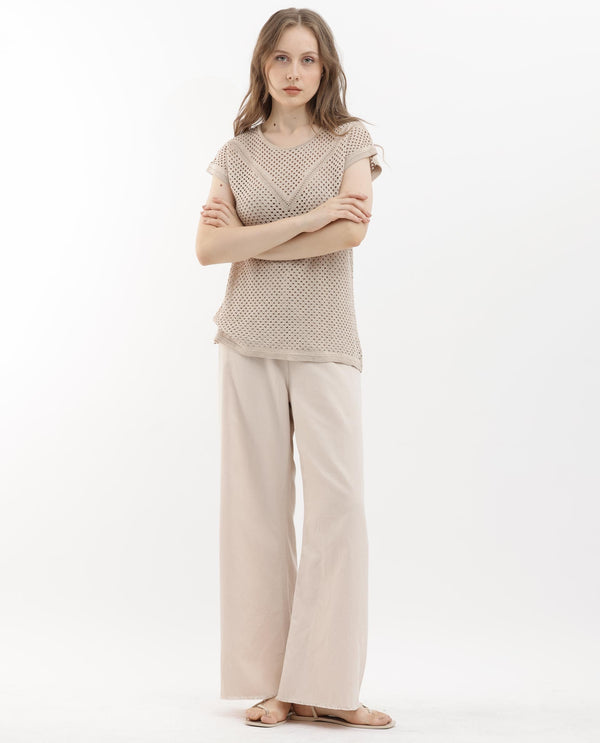 Rareism Women Totoro Gold Cotton Fabric Short Sleeves Round Neck Extended Sleeve Regular Fit Plain Top