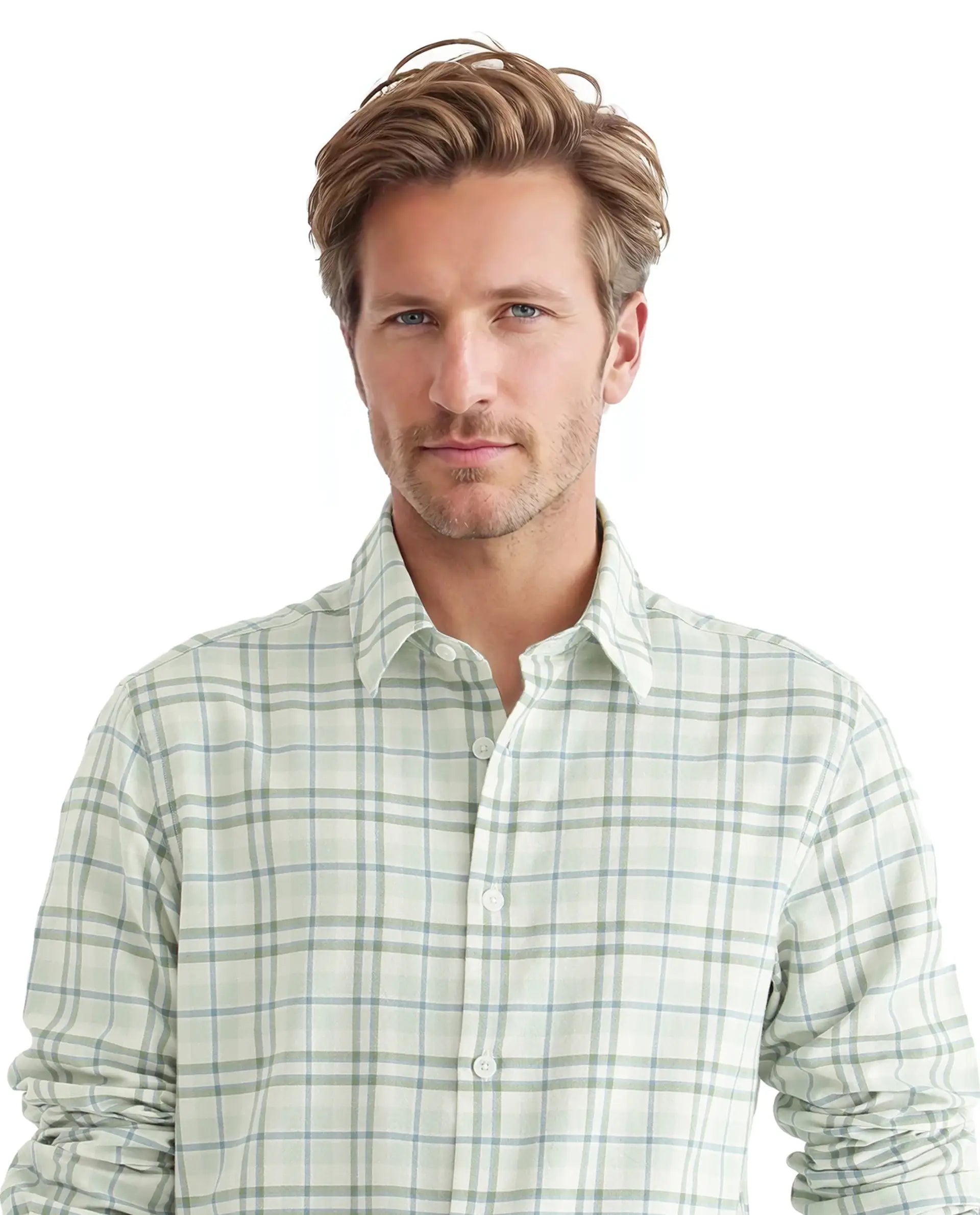 Rare Rabbit Men's Volgos Pastel Green Cotton Fabric Full Sleeve Regular Fit Check Printed ShirtClosure Printed Shirt