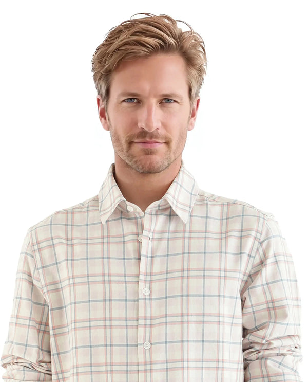 Rare Rabbit Men's Volgos Pastel Pink Cotton Fabric Full Sleeve Regular Fit Check Printed Shirt