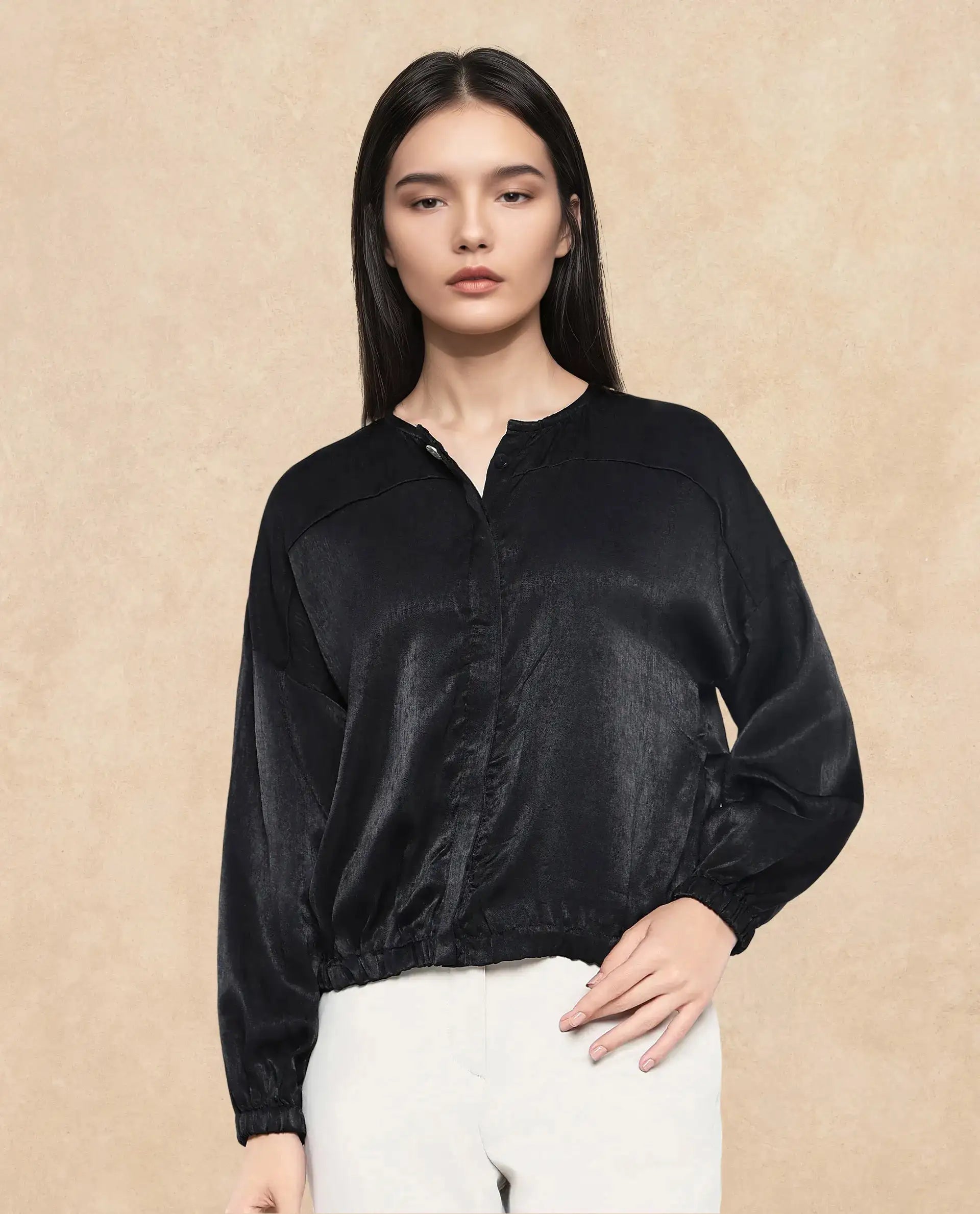 Rareism Women Zerra Black Plain Top