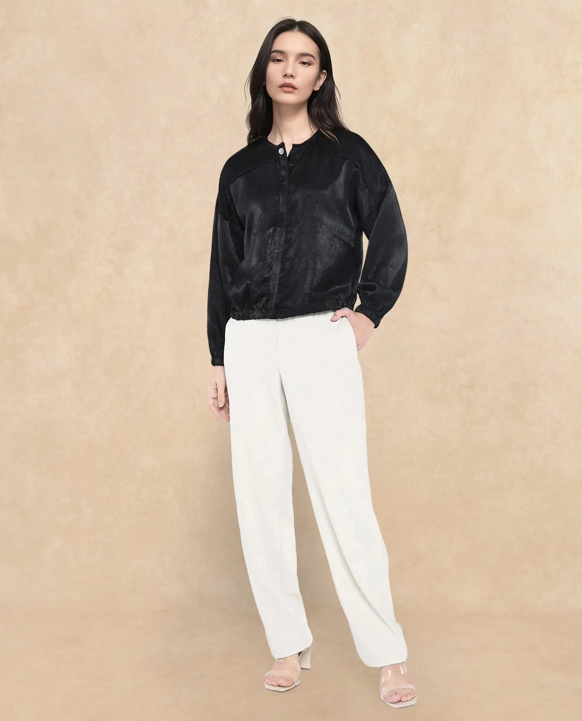 Rareism Women Zerra Black Plain Top