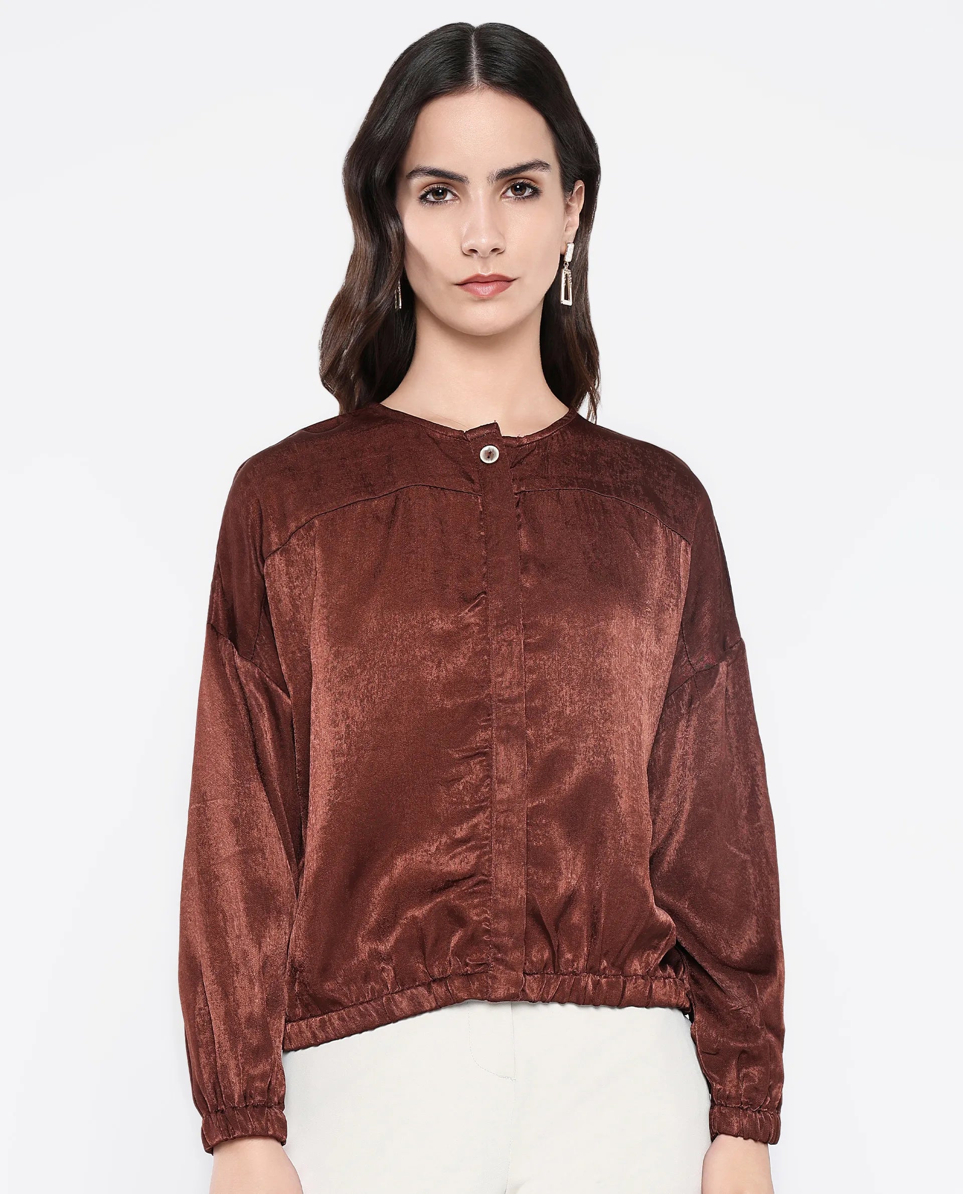 Rareism Women Zerra Brown Plain Top