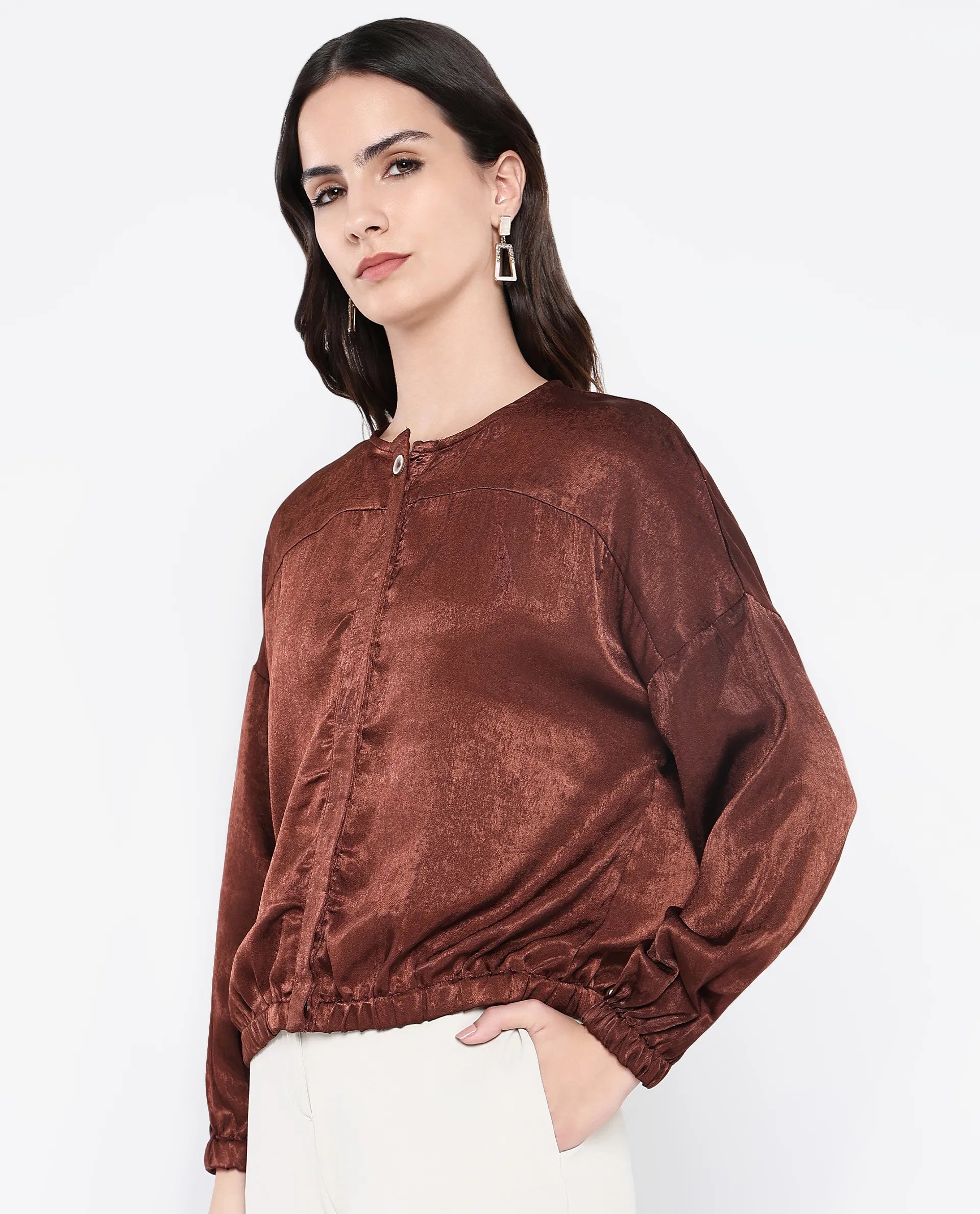Rareism Women Zerra Brown Plain Top