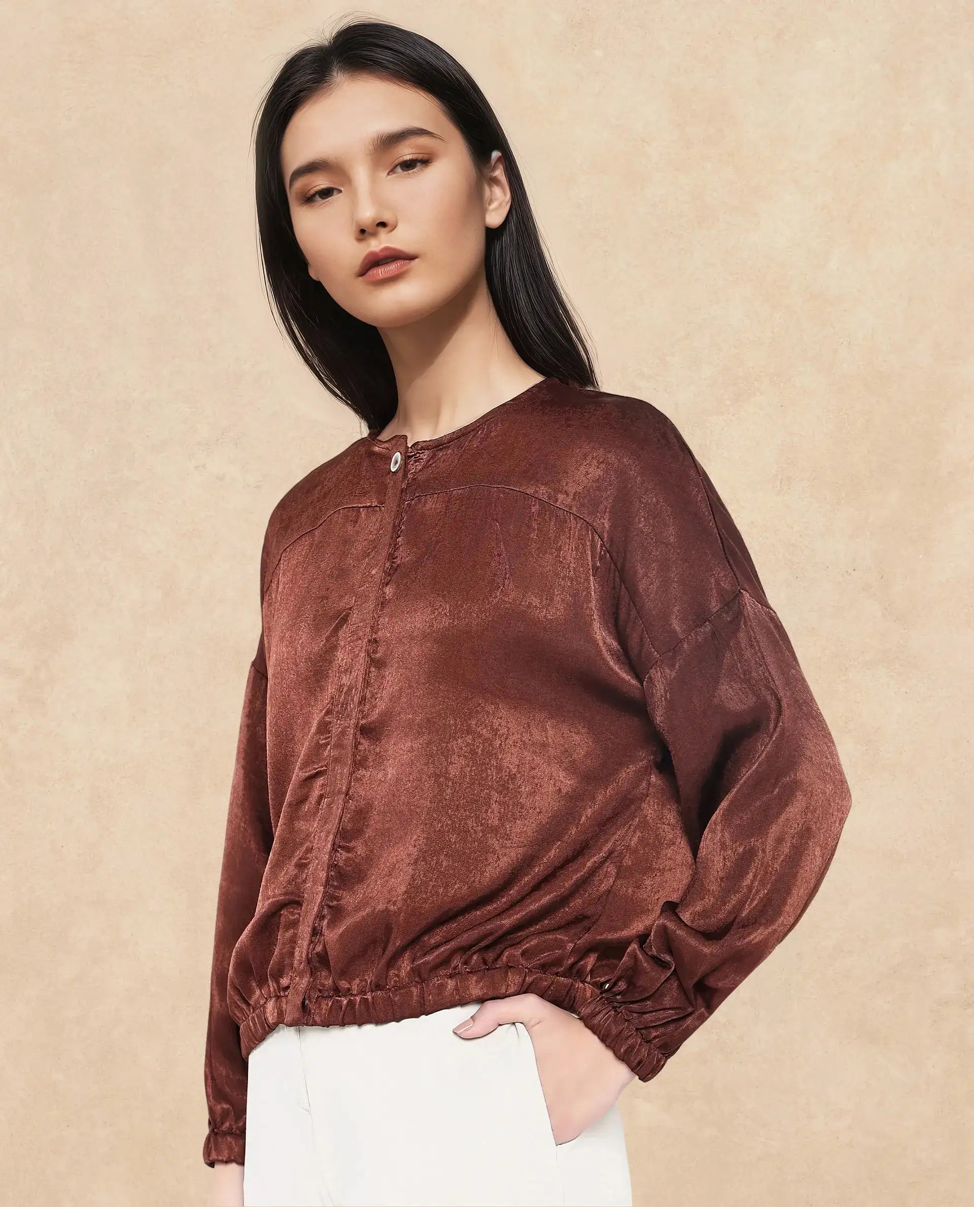 Rareism Women Zerra Brown Plain Top