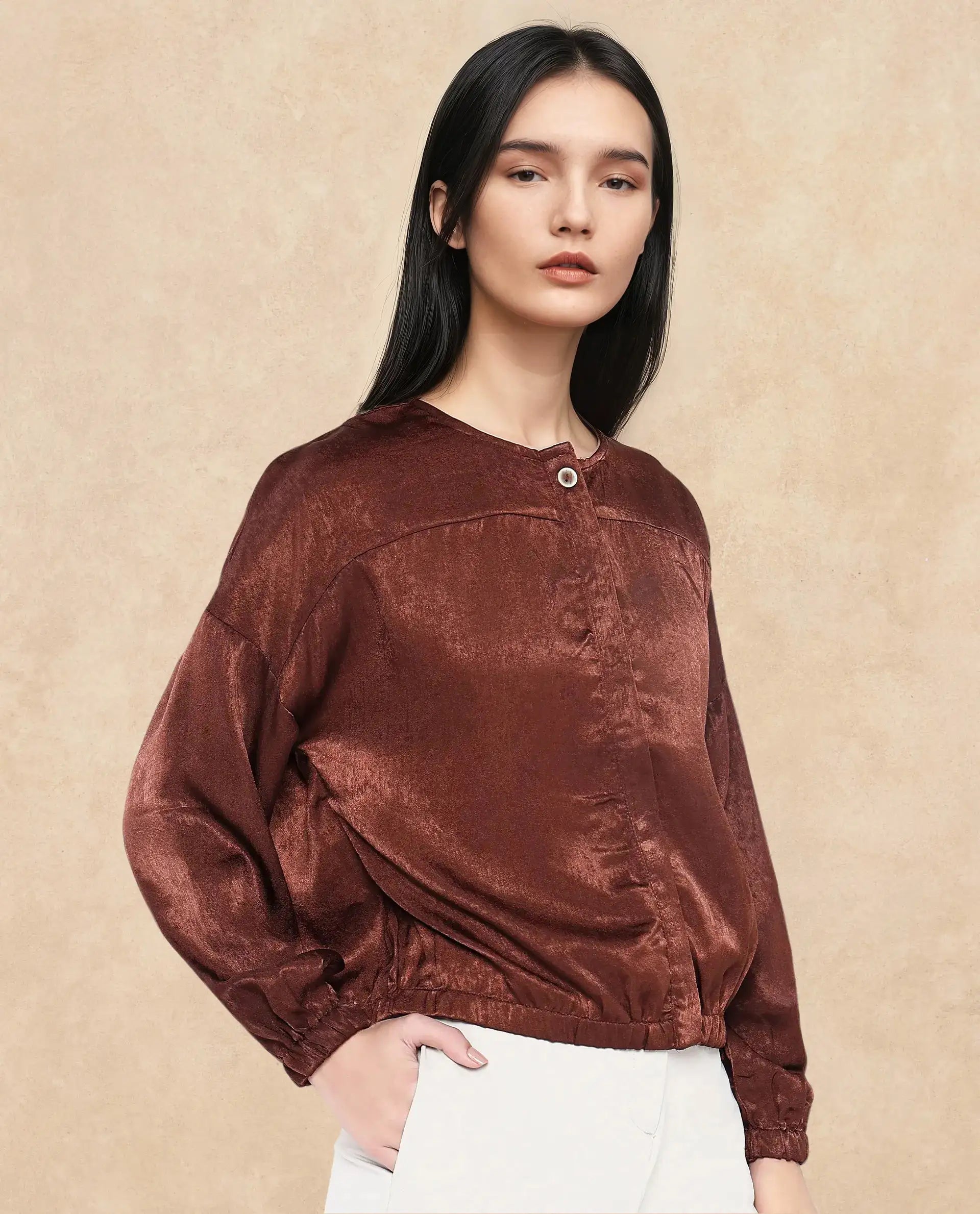 Rareism Women Zerra Brown Plain Top