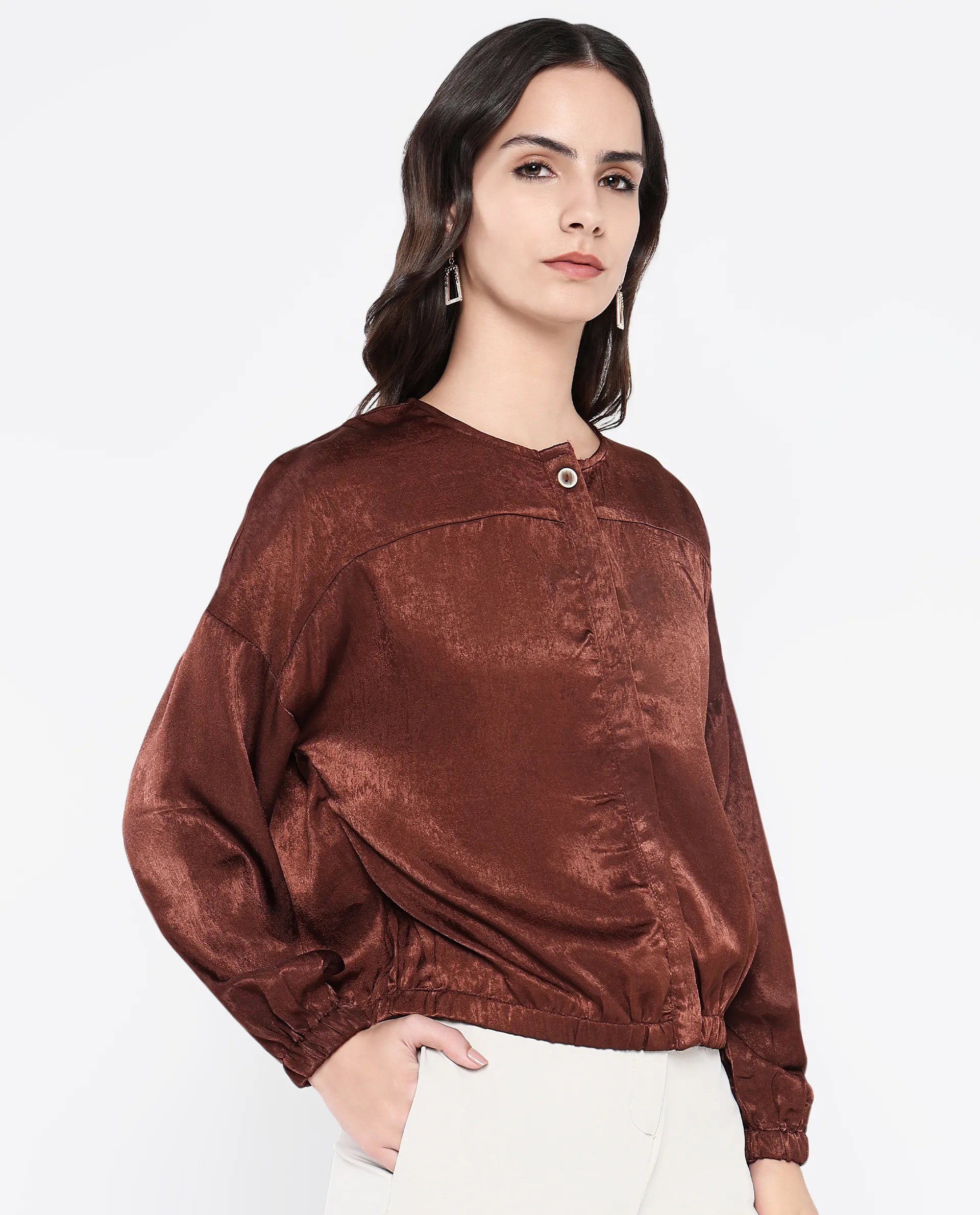 Rareism Women Zerra Brown Plain Top