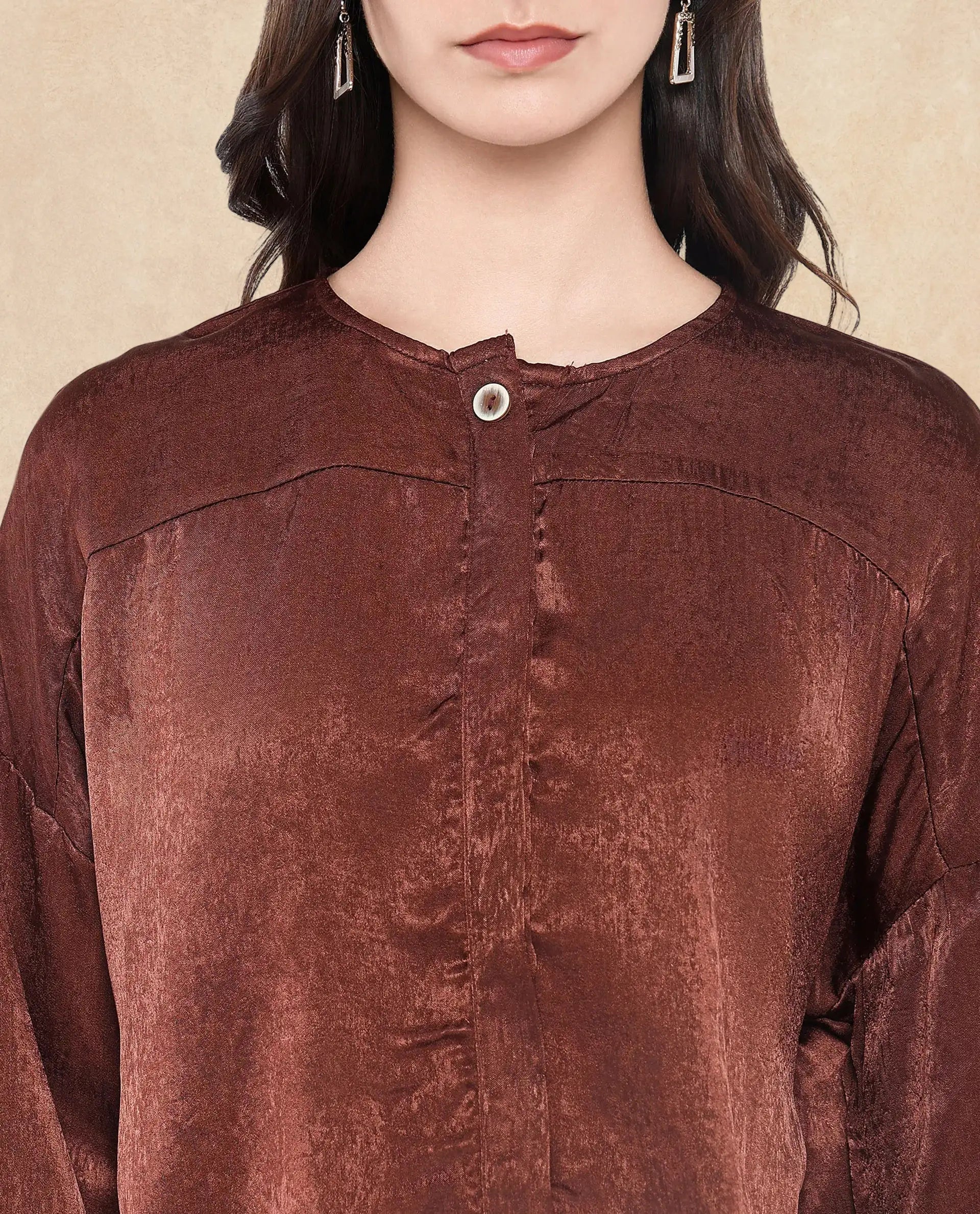 Rareism Women Zerra Brown Plain Top