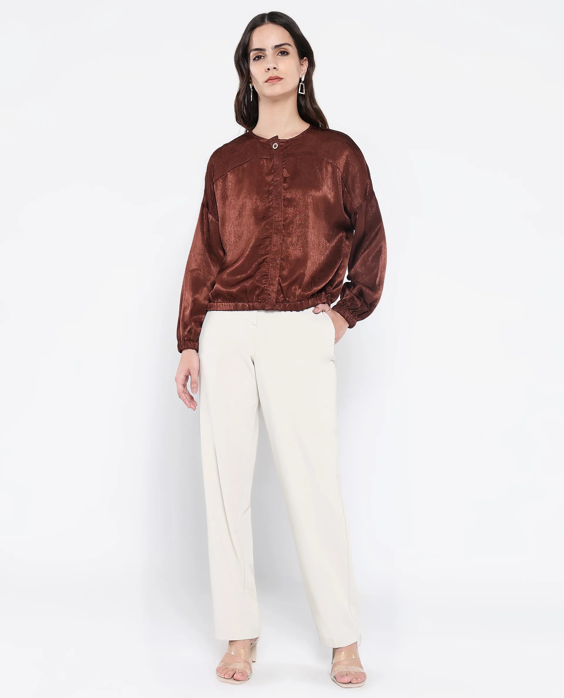 Rareism Women Zerra Brown Plain Top