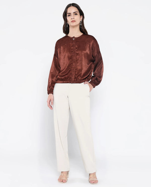 Rareism Women Zerra Brown Plain Top