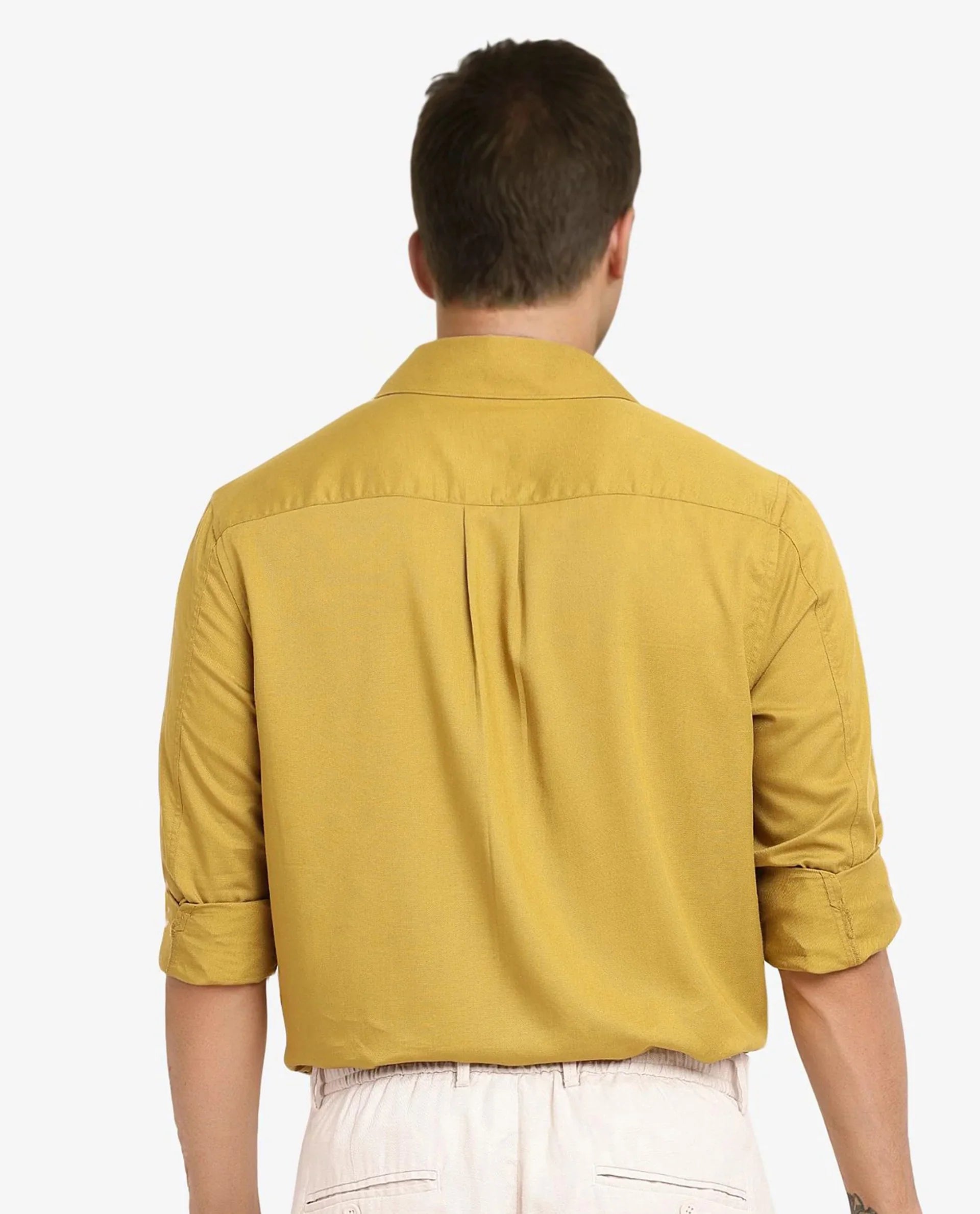 Rare Rabbit Men Esso Flouroscent Green Full Sleeve Button Closure Boxy Fit Plain Twill Shirt