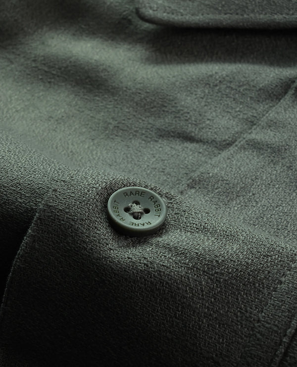 Rare Rabbit Men Combi Olive Knitted Jacquard Fabric Full Sleeve Regular Fit Textured Solid Shirt