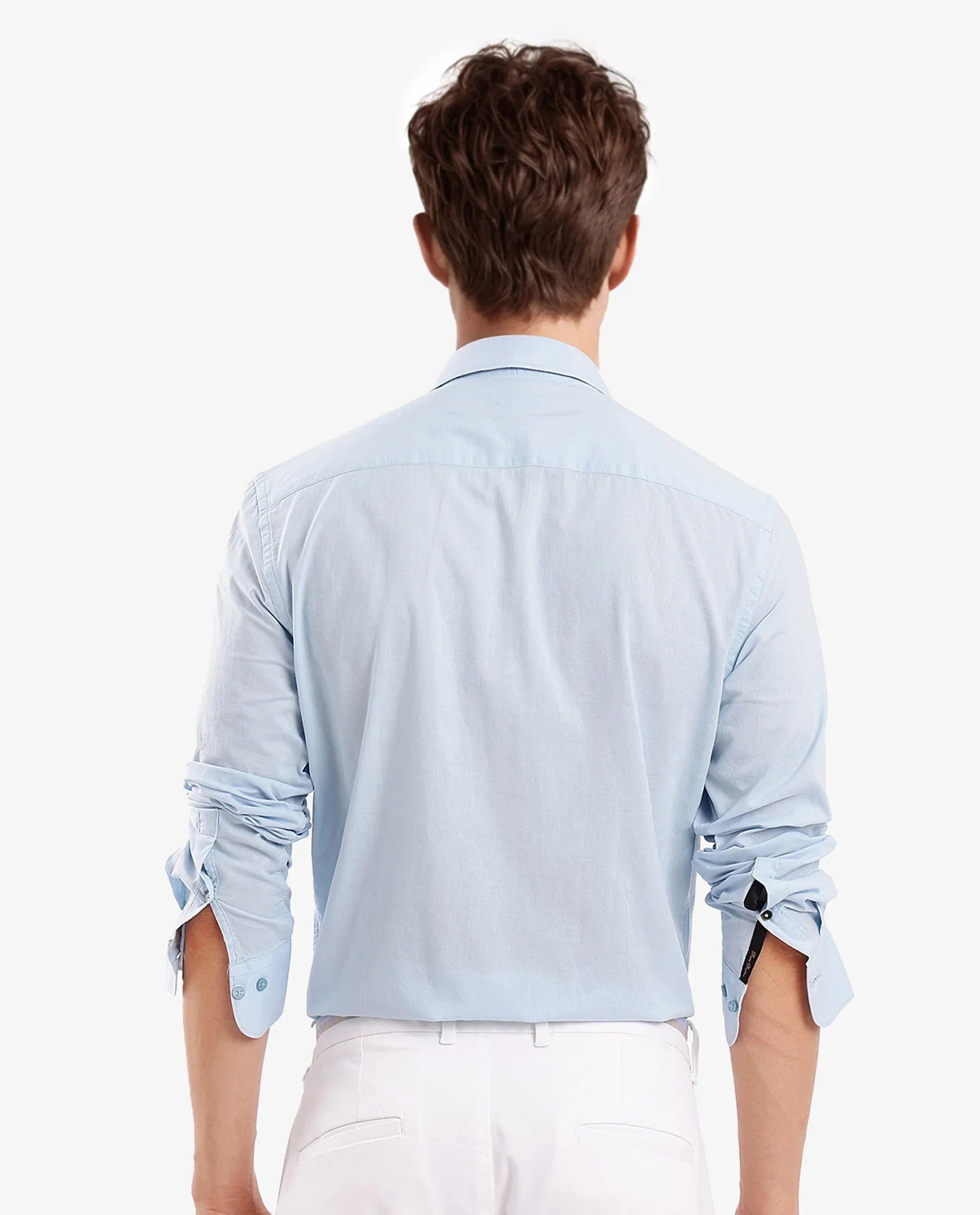 Rare Rabbit Men's Flees Light Blue Cotton Fabric Full Sleeves Solid Shirt