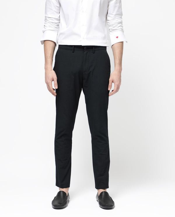 Rare Rabbit Men's Harlow Navy Cotton Fabric Regular Fit Mid Rise Seersucker Trousers