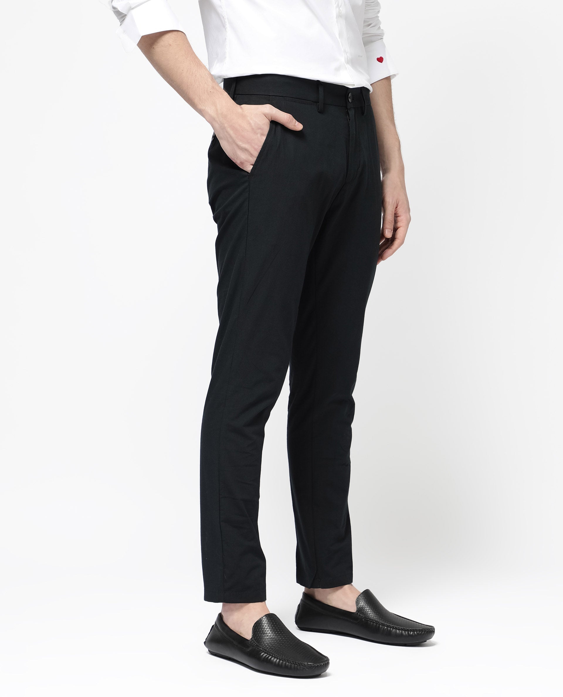 Rare Rabbit Men's Harlow Navy Cotton Fabric Regular Fit Mid Rise Seersucker Trousers