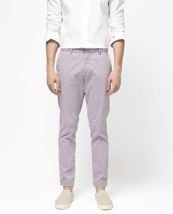 Rare Rabbit Mens Orany Pastel Purple Cotton Lycra Solid Mid Rise Overdyed Regular Fit Trouser