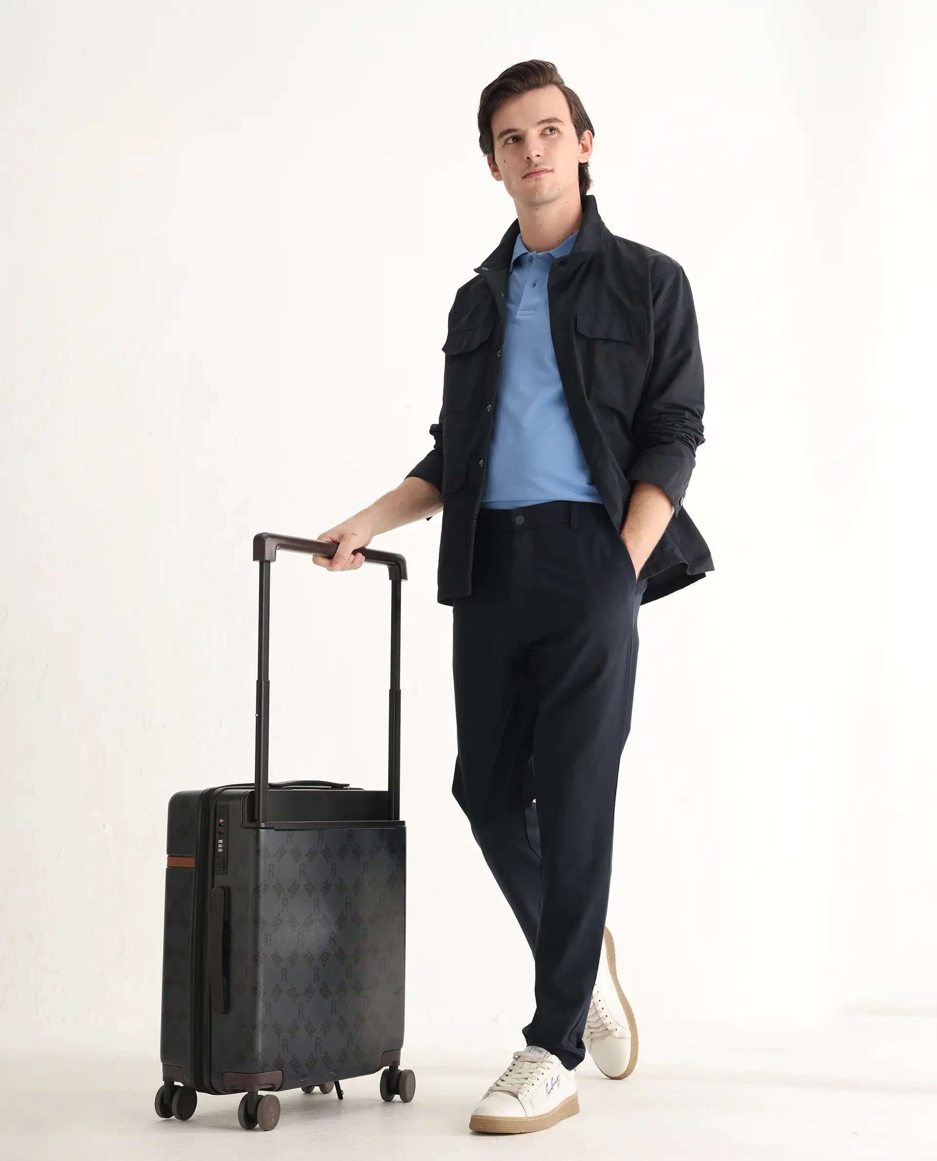 Rare Rabbit Men Otes Blue Short Sleeve Regular Fit Embroidered Branding Plain Polo