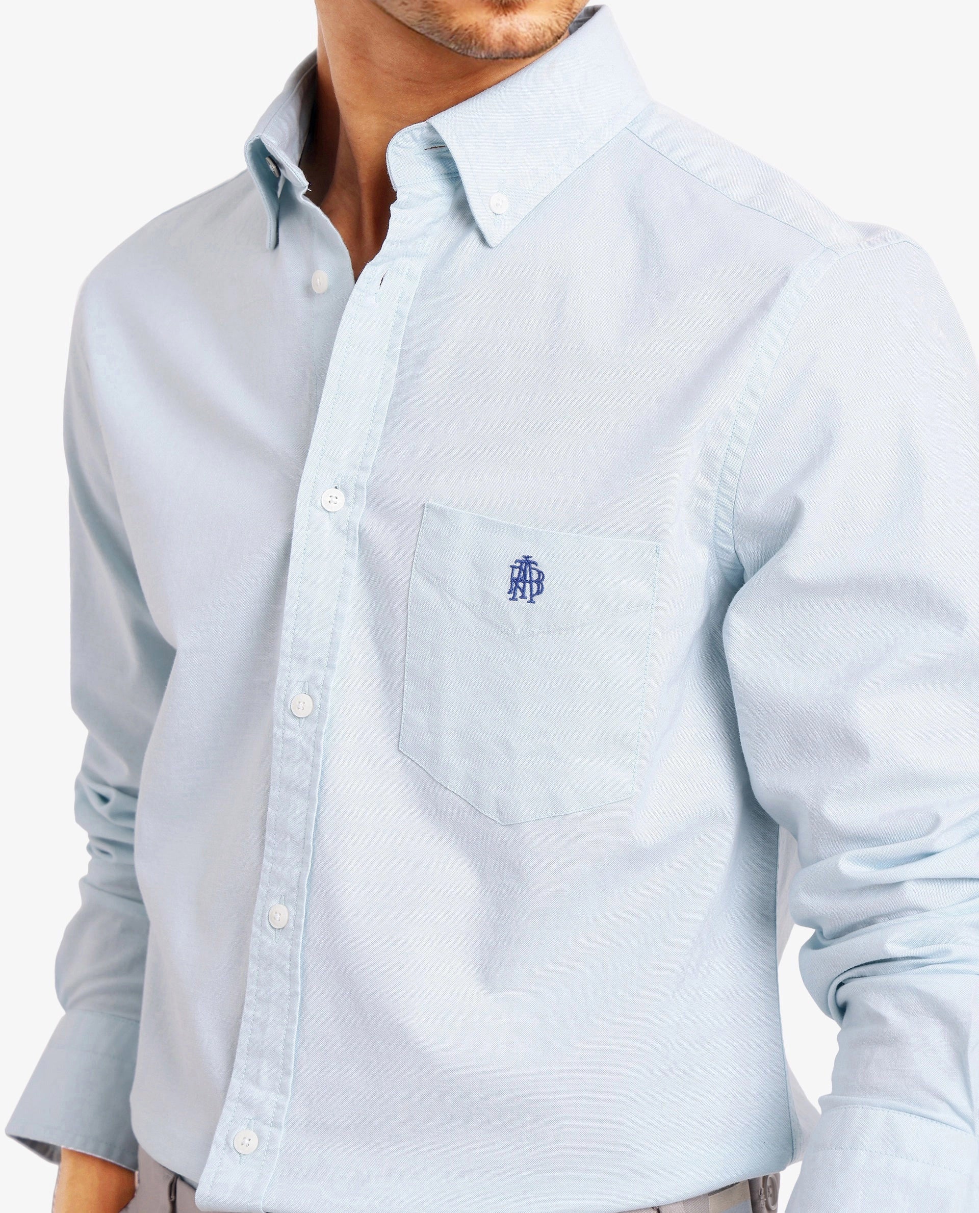 Rare Rabbit Men Oxob Pastel Turq Full Sleeve Collared Neck Button Closure Regular Fit Plain Shirt