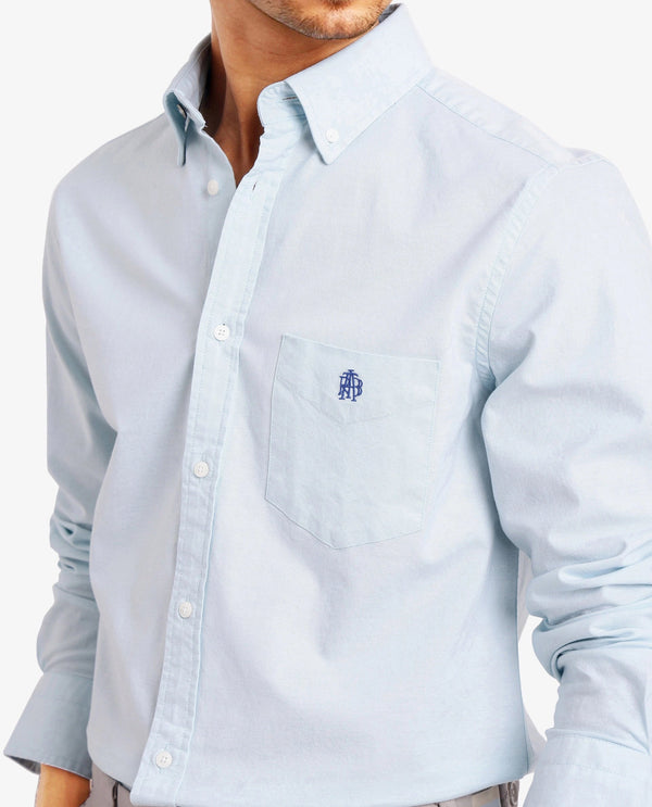 Rare Rabbit Men Oxob Pastel Turq Full Sleeve Collared Neck Button Closure Regular Fit Plain Shirt