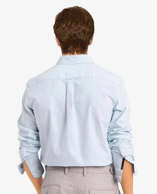 Rare Rabbit Men Oxob Pastel Turq Full Sleeve Collared Neck Button Closure Regular Fit Plain Shirt