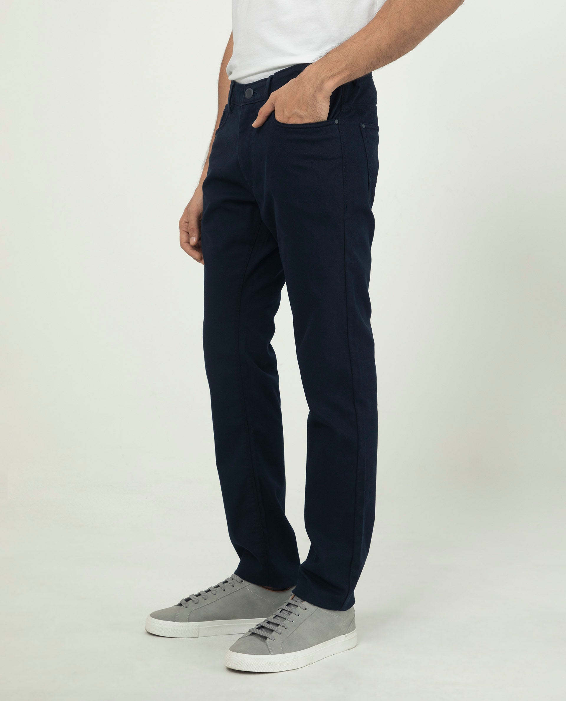 Rare Rabbit Men's Poke-2 Navy Solid Mid-Rise Regular Fit Trouser