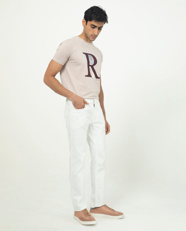 Rare Rabbit Men's Poke-2 White Solid Mid-Rise Regular Fit Trouser