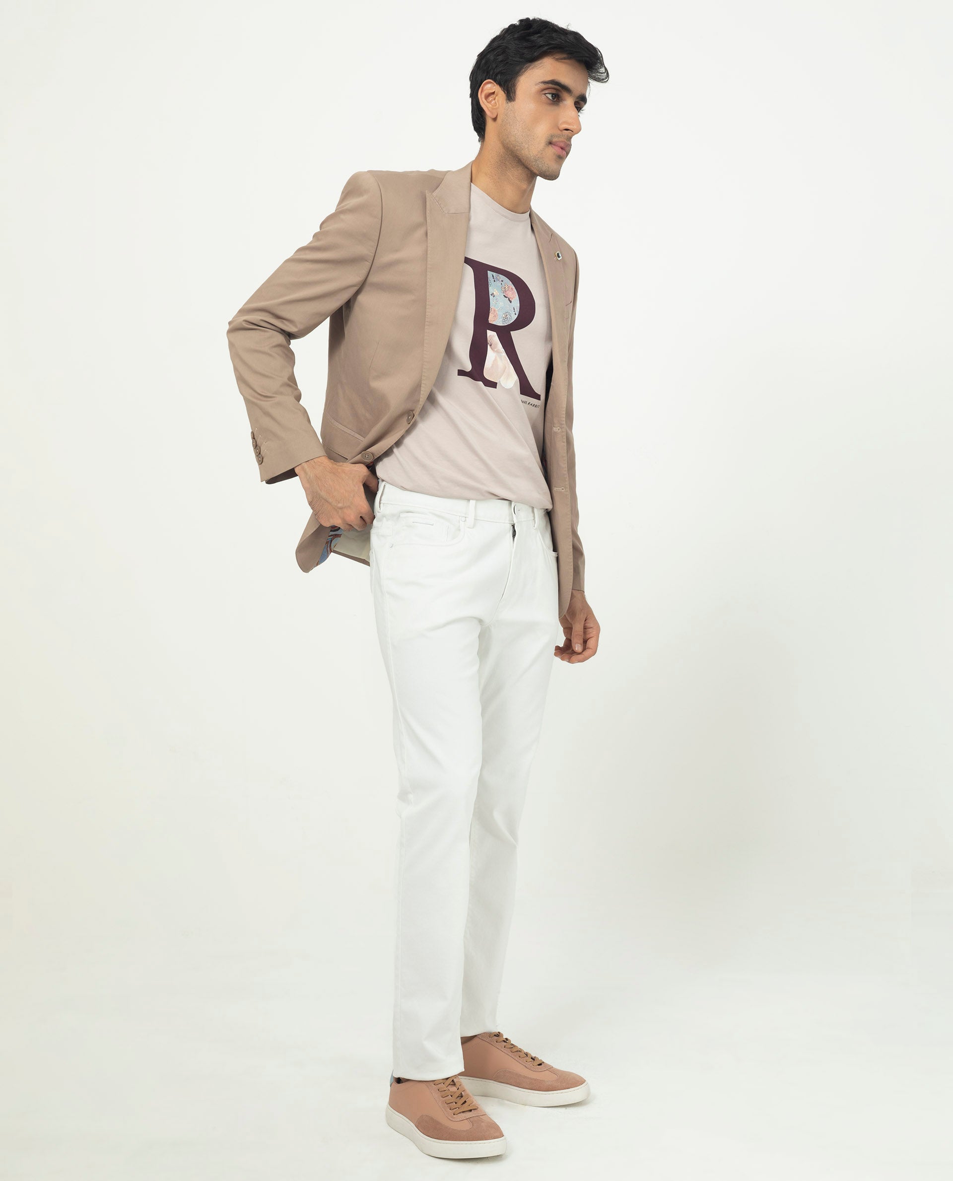 Rare Rabbit Men's Poke-2 White Solid Mid-Rise Regular Fit Trouser