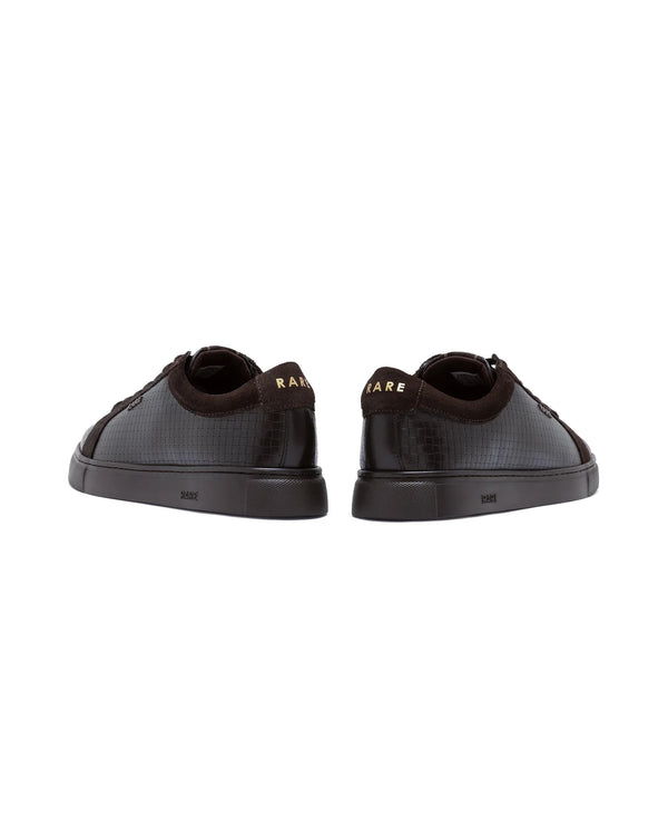 Rare Rabbit Men Herlock Brown Plated Genuine Leather with a Branded Metal Trim Low-Top Lace-Up Sneaker Shoes