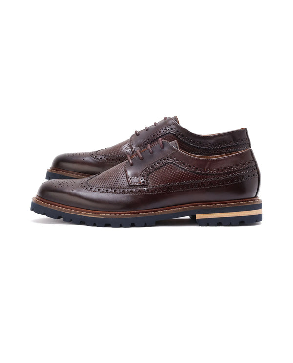 Rare Rabbit Mens Brox Maroon Derby Lace-Up Brogue Detailing Leather Formal Shoes