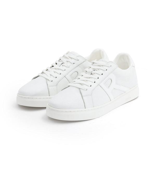 Rare Rabbit Men's Nova Pro Metallic White Patent Leather Low-Top Lace-Up Sneaker Shoes