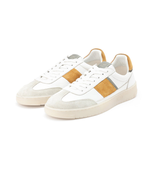 Rare Rabbit Men's Sirius Mustard Suede and Leather Upper Round Toe Low-Top Lace-Up Sneaker Shoes