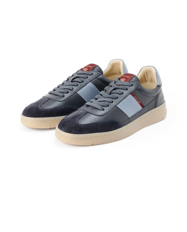Rare Rabbit Men's Sirius Blue Leather Upper Round Toe Low-Top Lace-Up Sneaker Shoes