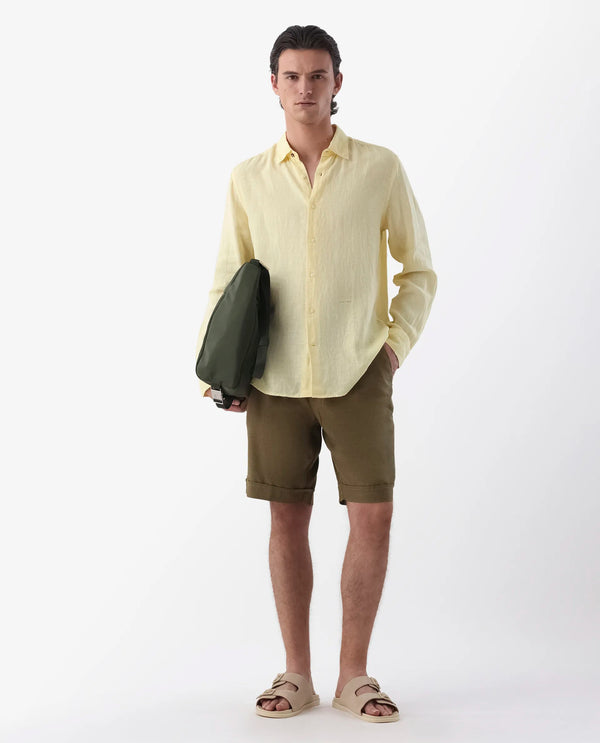 Rare Rabbit Mens Camer Olive Lyocell Blend Fabric Regular Fit Mid Rise Button & Zip Closure Shorts