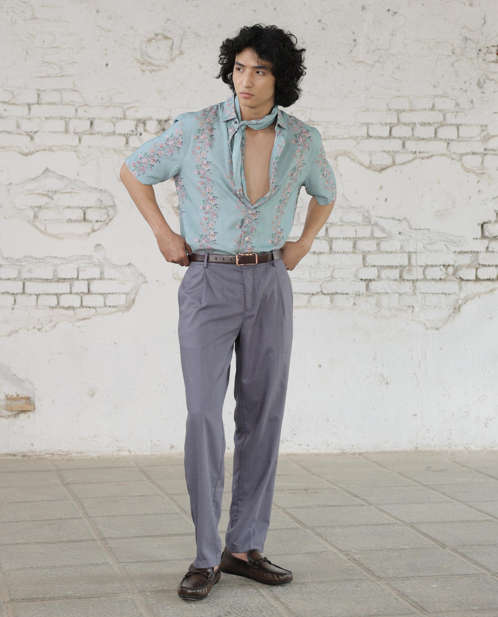 Rare Rabbit Mens Echo Light Purple Polyester Cotton Catatonic Solid Trouser