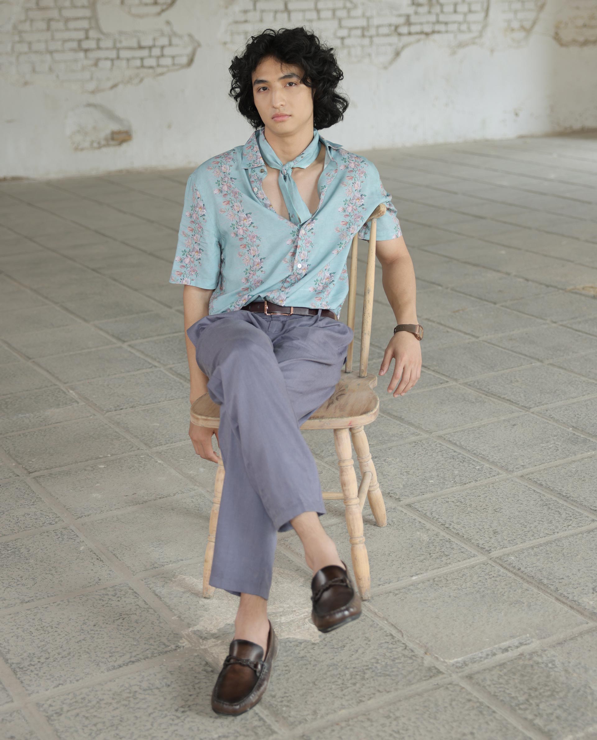 Rare Rabbit Mens Echo Light Purple Polyester Cotton Catatonic Solid Trouser