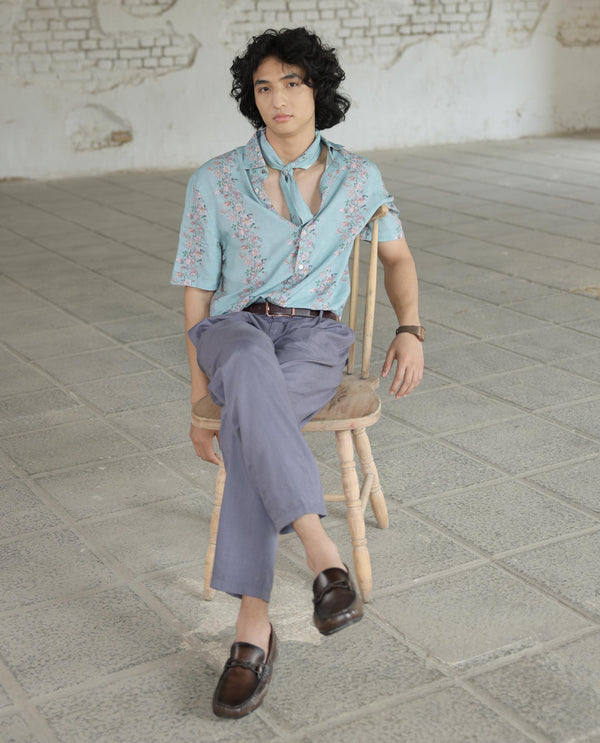Rare Rabbit Mens Echo Light Purple Polyester Cotton Catatonic Solid Trouser