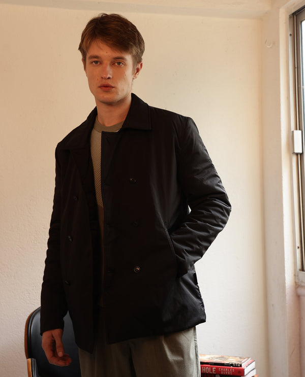 Rare Rabbit Men's Merjon Black Broad Collar Overlap Jacket