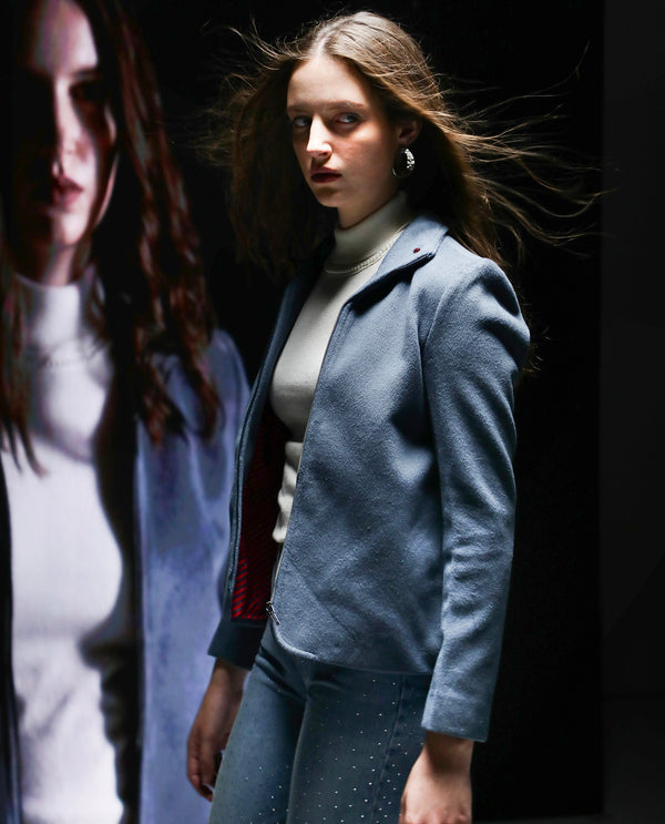 Rareism Women Zympi Dusky Blue Plain Jacket