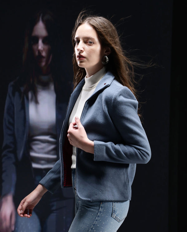Rareism Women Zympi Dusky Blue Plain Jacket