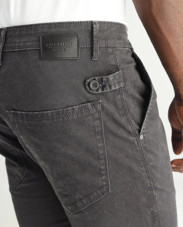 Rare Rabbit Men's Oxin Grey Jeans Rinse Wash Mid-Rise Slim Fit Jeans