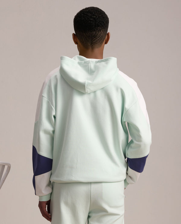 Rare Rabbit Men Armo-2 Pastel Green Full Sleeve Hooded Plain Sweatshirt