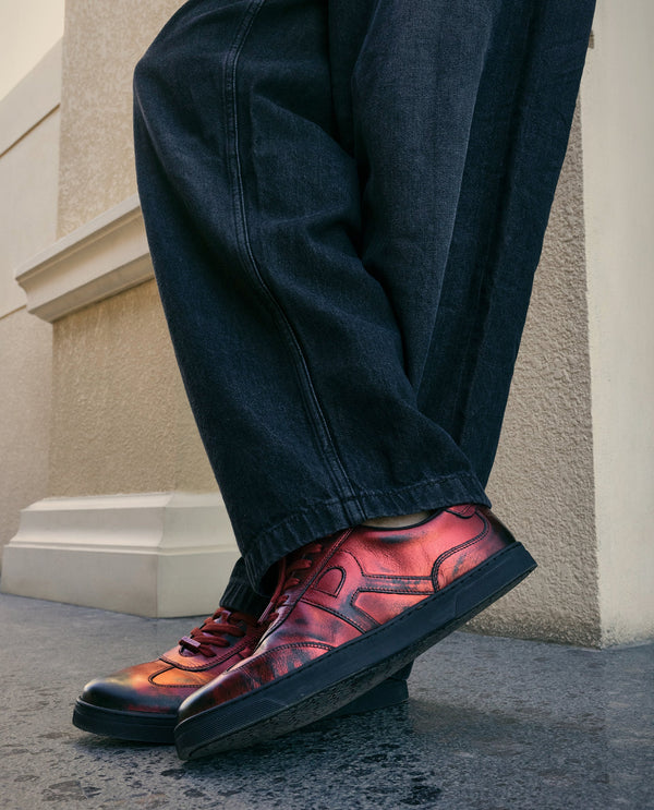 Rare Rabbit Men Mercure Metallic Red Lace-Up Closure Shoes